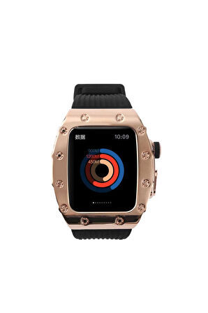 Apple Watch 44mm Uyumlu Krd-65 Kordon Siyah-gold