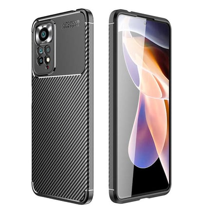 Xiaomi Redmi Note 11 Pro 5G Kılıf Karbon Görünümlü Silikon Kamera Korumalı Üstün Koruma SystemCom