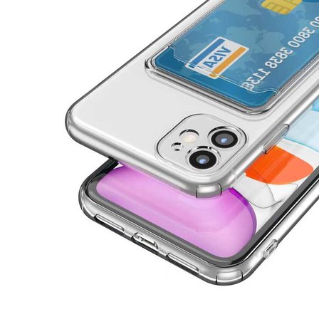 iPhone 11 Uyumlu Kartlıklı Şeffaf NRTK Setra Clear Silikon Kılıf-Renksiz