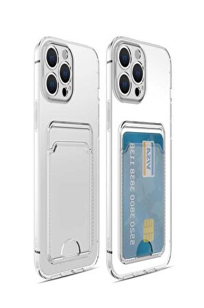 Apple iPhone 12 Pro Max Kılıf Şeffaf Kartlıklı Kamera Korumalı Silikon
