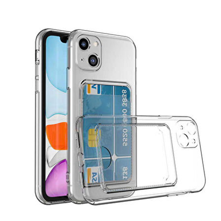 Apple iPhone 13 Kılıf Kartlıklı Şeffaf Zore Setra Clear Silikon Kapak