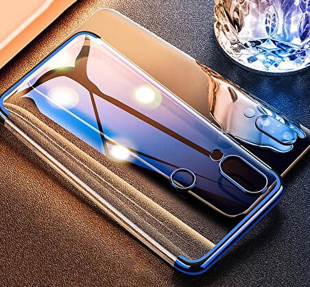 Galaxy A10S Kamera Korumalı Köşeleri Renkli Şeffaf Silikon Kılıf