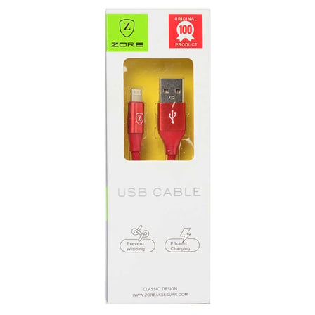 Kırmızı Metal Uçlu Lightning Usb Kablo-Zore