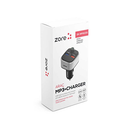 Siyah ZR-WP3C03 Bluetooth TraENSitter Mp3 Araç Şarjı Zore-ENS