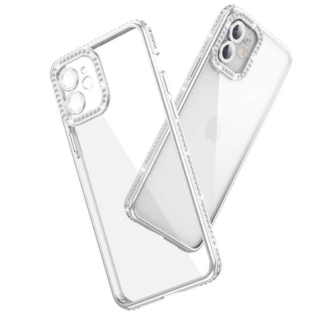iPhone 12 Uyumlu Kamera Korumalı Taşlı Zore Mina Kılıf-Lila