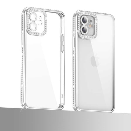 iPhone 12 Uyumlu Kamera Korumalı Taşlı Zore Mina Kılıf-Lila