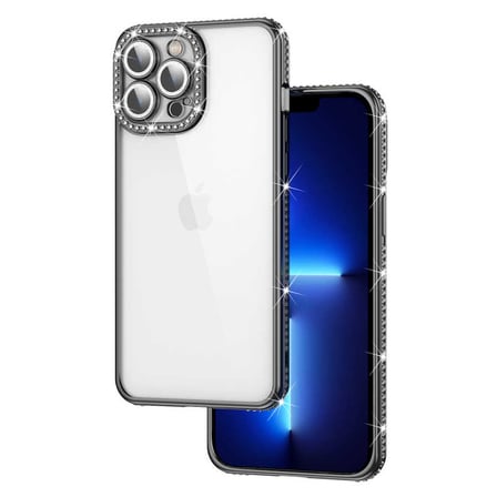 iPhone 12 Pro Max Uyumlu Kamera Korumalı Taşlı Zore Mina Kılıf-Siyah