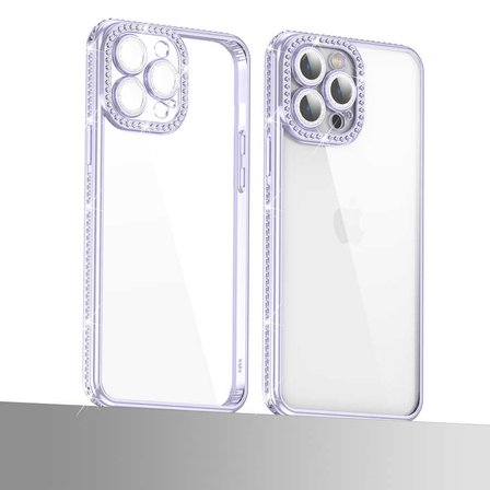 iPhone 12 Pro Max Uyumlu Kamera Korumalı Taşlı Zore Mina Kılıf-Gold