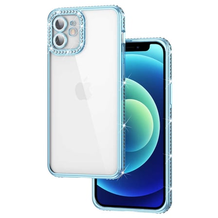 iPhone 11 Uyumlu Kamera Korumalı Taşlı Zore Mina Kılıf-Mavi
