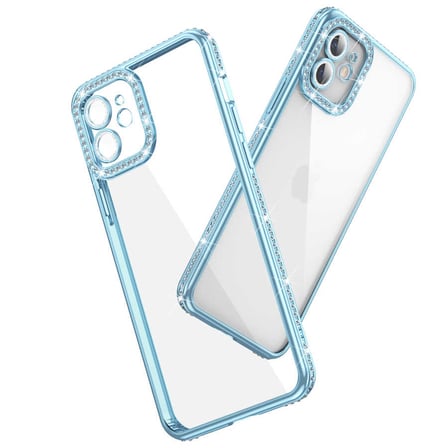 iPhone 11 Uyumlu Kamera Korumalı Taşlı Zore Mina Kılıf-Mavi