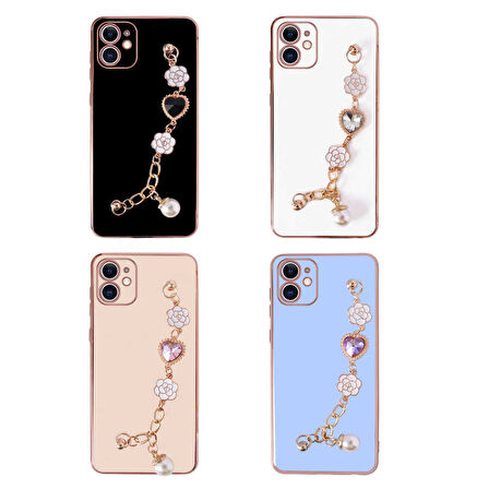 iPhone 11 Uyumlu El Tutamaçlı Kamera Korumalı Zore Taka Silikon Kılıf-Pembe