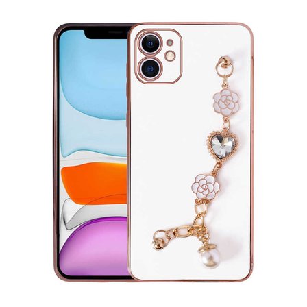 iPhone 11 Uyumlu El Tutamaçlı Kamera Korumalı NRTK Taka Silikon Kılıf-Beyaz
