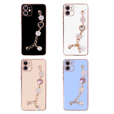 iPhone 12 Uyumlu El Tutamaçlı Kamera Korumalı NRTK Taka Silikon Kılıf-Pembe