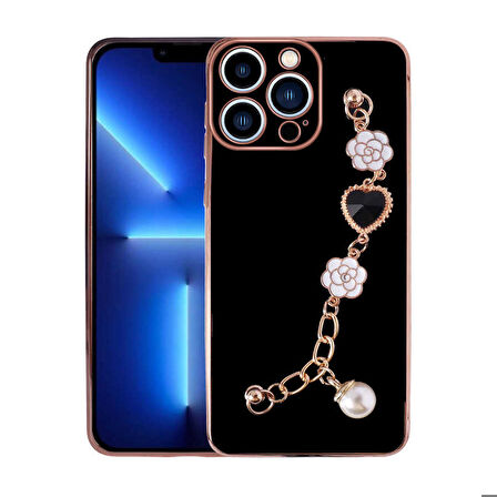 iPhone 12 Pro Max Uyumlu El Tutamaçlı Kamera Korumalı Zore Taka Silikon Kapak-Siyah