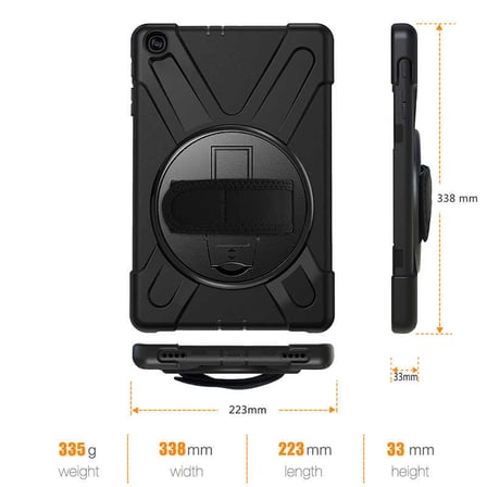 Galaxy Tab A 10.1 (2019) T510 Kılıf  Uyumlu ​EFFX Defender Tablet Silikon-Siyah