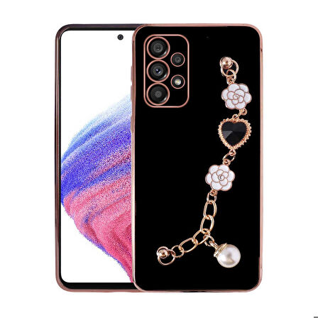 Galaxy A33 5G Uyumlu El Tutamaçlı Kamera Korumalı Zore Taka Silikon Kapak-Siyah