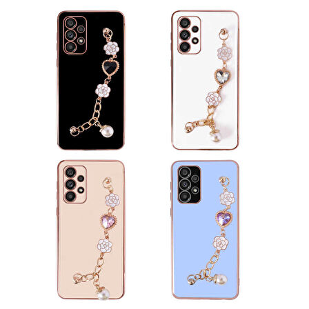 Galaxy A52 Uyumlu El Tutamaçlı Kamera Korumalı Zore Taka Silikon Kapak-Siyah