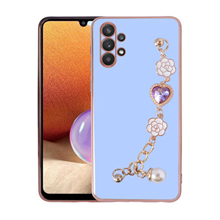 Galaxy A32 4G Uyumlu El Tutamaçlı Kamera Korumalı Zore Taka Silikon Kapak-Mor