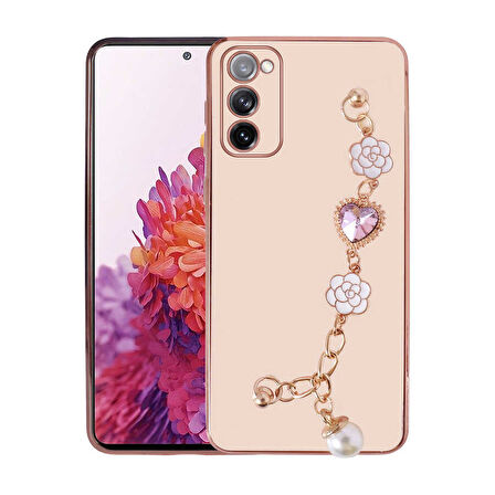 Galaxy S20 FE Uyumlu El Tutamaçlı Kamera Korumalı Zore Taka Silikon Kılıf-Pembe