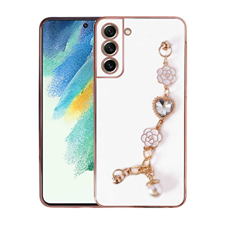 Galaxy S21 FE Uyumlu El Tutamaçlı Kamera Korumalı Zore Taka Silikon Kılıf-Beyaz