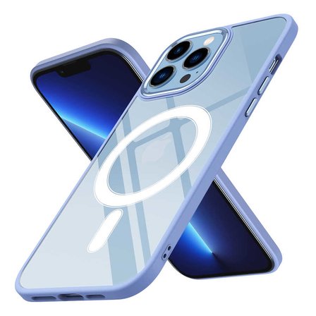 iPhone 12 Pro Max Uyumlu Wireless Şarj Özellikli Zore Krom Magsafe Silikon Kılıf-Lila