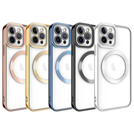 iPhone 12 Pro Uyumlu Magsafe Wireless Şarj Özellikli Zore Setro Silikon-Gümüş