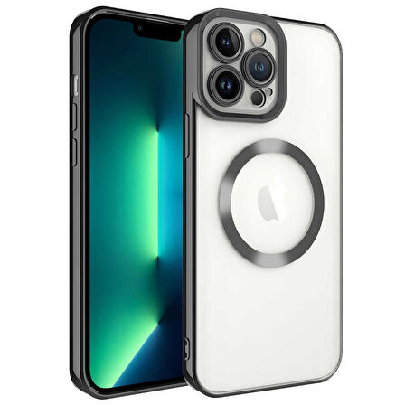 iPhone 13 Pro Uyumlu Magsafe Wireless Şarj Özellikli Zore Setro Silikon-Siyah