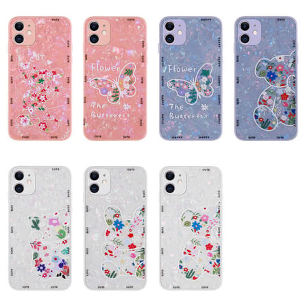 iPhone 12 Uyumlu Desenli Sert Silikon NRTK Mumila Kılıf-Lilac Flower