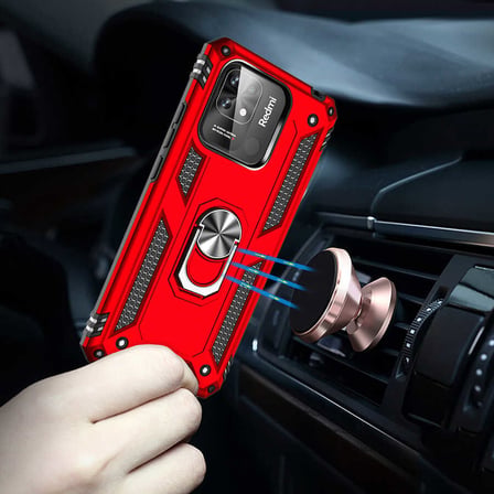 Xiaomi Redmi 10C Kılıf Kamera Koruyucu Manyetik Standlı Tank Koruma Novatech