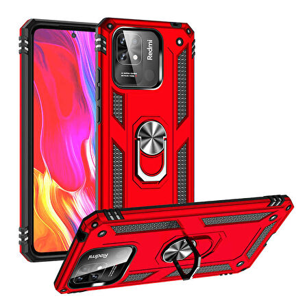 Xiaomi Poco C40 Kılıf Zore Vega Kapak-Kırmızı