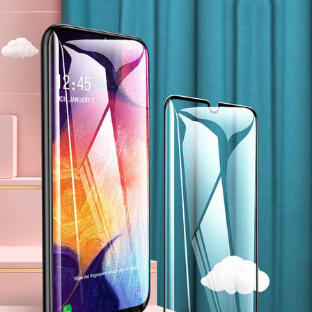 Galaxy A20S MKST Kenarları Kırılmaya Dayanıklı Cam Ekran Koruyucu - Siyah