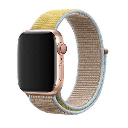 Watch Ultra 49mm Kordon Uyumlu KRD-03 Hasır Strap Kayış CLO- Gold