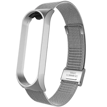 Xiaomi Mi Band 3 Uyumlu KRD-06 Metal Zore Kordon-Gümüş