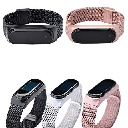 Xiaomi Mi Band 3 Uyumlu KRD-06 Metal Zore Kordon-Siyah