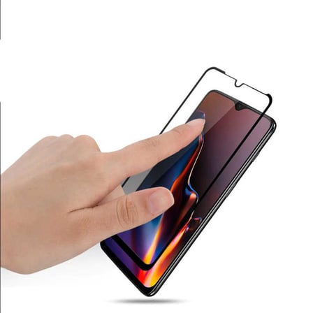 Galaxy A01 MKST Kenarları Kırılmaya Dayanıklı Cam Ekran Koruyucu - Siyah