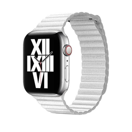Watch Ultra 49mm Kordon Uyumlu KRD-09 Deri Lop Strap Kayış CLO- Beyaz