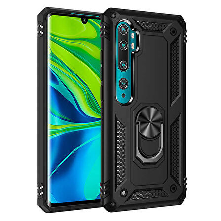 Xiaomi Mi Note 10 Kılıf Vega Tank Sert Yüzüklü Standlı Zırh Koruma Kapak