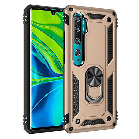 Xiaomi Mi Note 10 Kılıf Vega Tank Sert Yüzüklü Standlı Zırh Koruma Kapak