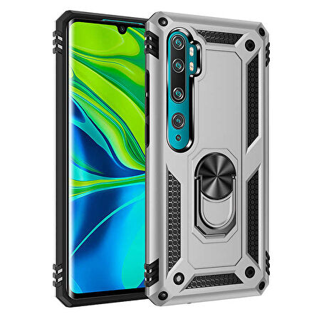 Xiaomi Mi Note 10 Kılıf Vega Tank Sert Yüzüklü Standlı Zırh Koruma Kapak