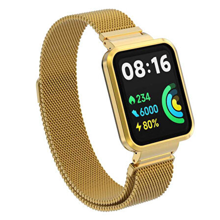 Xiaomi Redmi Watch 2 Lite Uyumlu KRD-58 Metal Zore Kordon-Gold