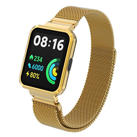 Xiaomi Redmi Watch 2 Lite Uyumlu KRD-58 Metal Zore Kordon-Gold