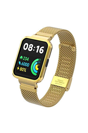 Xiaomi Redmi Watch 2 Lite Uyumlu Krd-66 Metal Kordon-gold