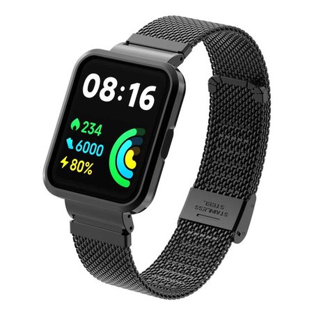 Xiaomi Redmi Watch 2 Lite Uyumlu KRD-66 Metal Zore Kordon-Siyah