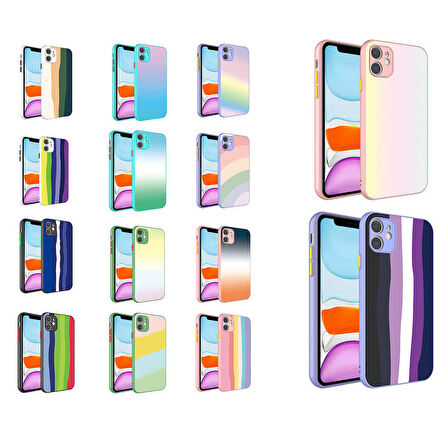 iPhone 11 Uyumlu Kamera Korumalı Renkli Temperli Zore X-Cam Kapak-NO13