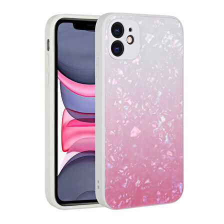 iPhone 11 Uyumlu Renk Geçişli Mermer Desenli Sert Silikon Zore Granit Kılıf-NO1
