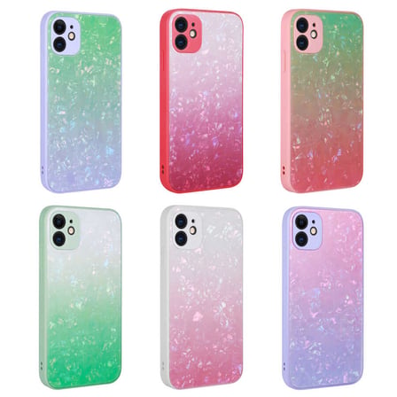 iPhone 11 Uyumlu Renk Geçişli Mermer Desenli Sert Silikon Zore Granit Kılıf-NO4