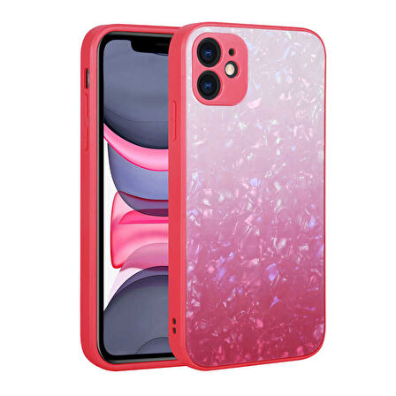 iPhone 11 Uyumlu Renk Geçişli Mermer Desenli Sert Silikon Zore Granit Kılıf-NO6