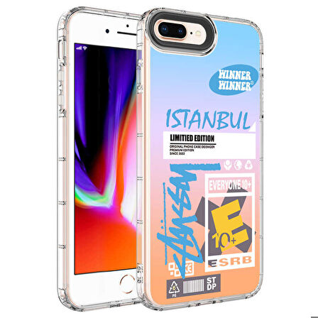 iPhone 8 Plus Uyumlu Kamera Korumalı Renkli Desenli Sert Silikon Zore Korn Kapak-NO1