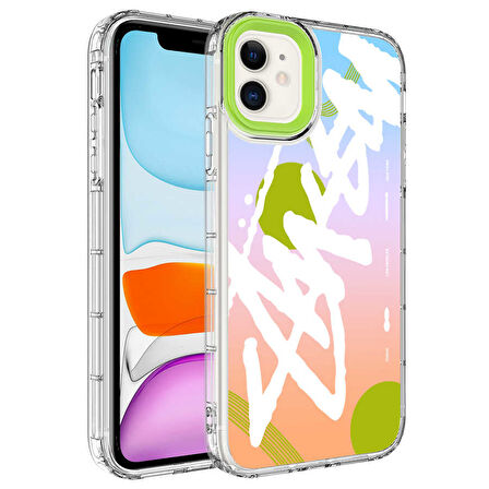 iPhone 11 Uyumlu Kamera Korumalı Renkli Desenli Sert Silikon Zore Korn Kılıf-NO2