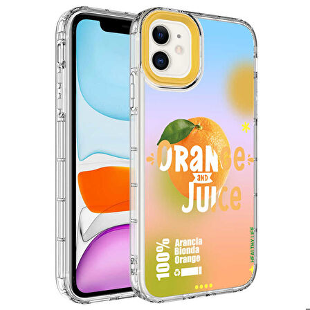 iPhone 12 Uyumlu Kamera Korumalı Renkli Desenli Sert Silikon Zore Korn Kapak-NO3
